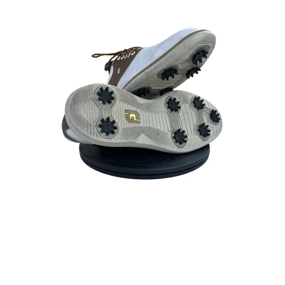 FootJoy Traditions Men's Golf Shoes Size 9 White Brown Leather Spikeless